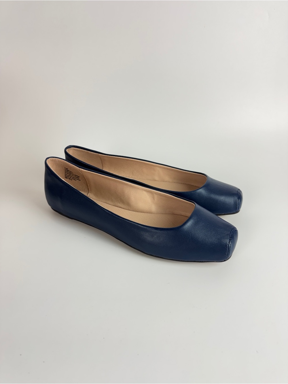 Nine West Navy Square Toe Leather Flats